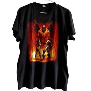 Vintage Boris Vallejo Demon Slayer Casual T Shirt Graphic Print Cotton Black L